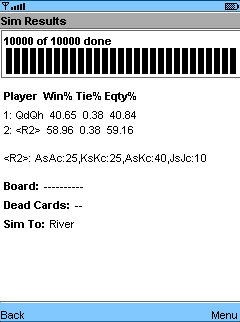 Hand Ranges - SimResults Screen