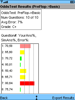 Odds Tests - TestResults Screen 1