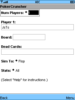 Partial Simulation - OddsCalculator Screen