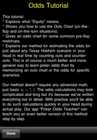 Hold'em Odds Quizzer - Main Screen