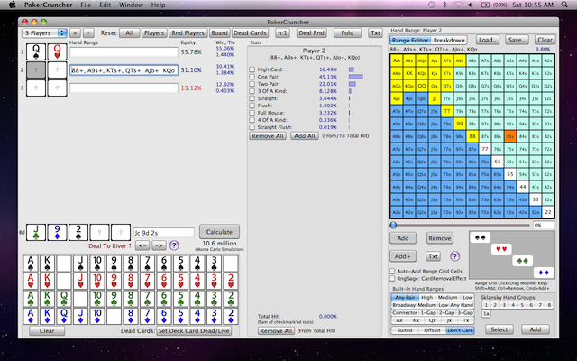PokerCruncher-Mac: Basic Hand Range Calculation