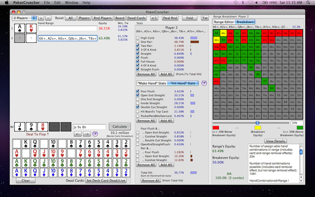 PokerCruncher-Mac: Flop Texture Analysis, How Does A Range Hit A Specific Flop?