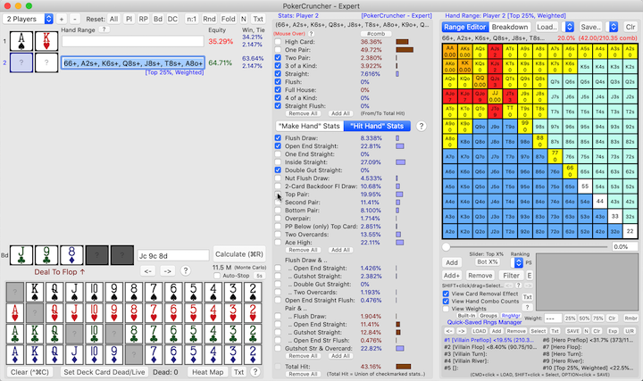 PokerCruncher-Mac - Mouse Over A Range's Stats