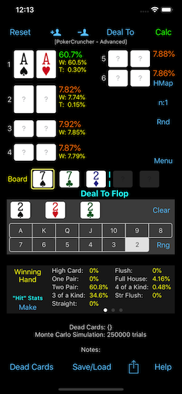 PokerCruncher - Challenge: AA Vs. 5 Opponents On A Paired Flop