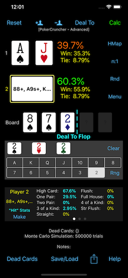 PokerCruncher - Flop Texture Analysis: Hand Type Stats, Flop Hit Stats